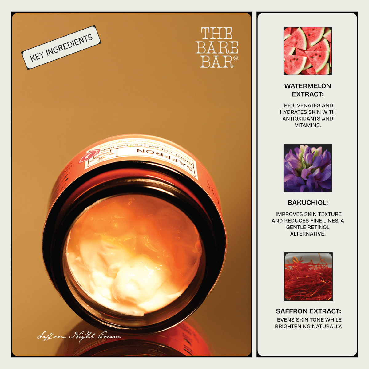Rejuvenating Night Cream with Saffron Extract | Verified Sustainable by Brown Living™