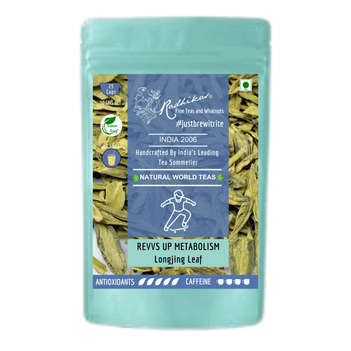 REVVS UP METABOLISM Longjing Leaf - A Pan - Roasted Green Tea for Energy and Health – Tea by Radhikas Fine Teas and Whatnots available on Brown Living™. . SKU: 224 - 13186 - 8903555800205. Img 5.