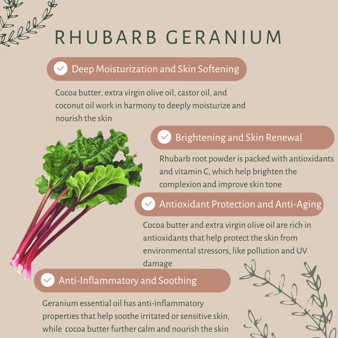 Rhubarb Geranium Bar Soap for Dry Skin with Shea & Cocoa Butter | Verified Sustainable by Brown Living™