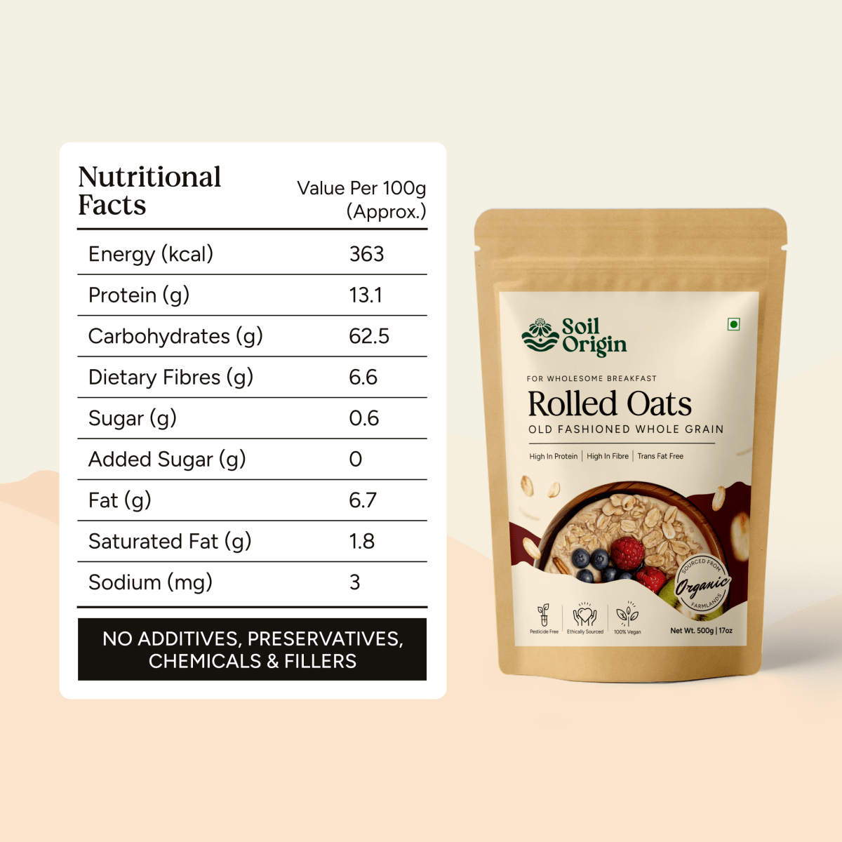 Rolled Oats | Weight Management | 500g | Verified Sustainable by Brown Living™