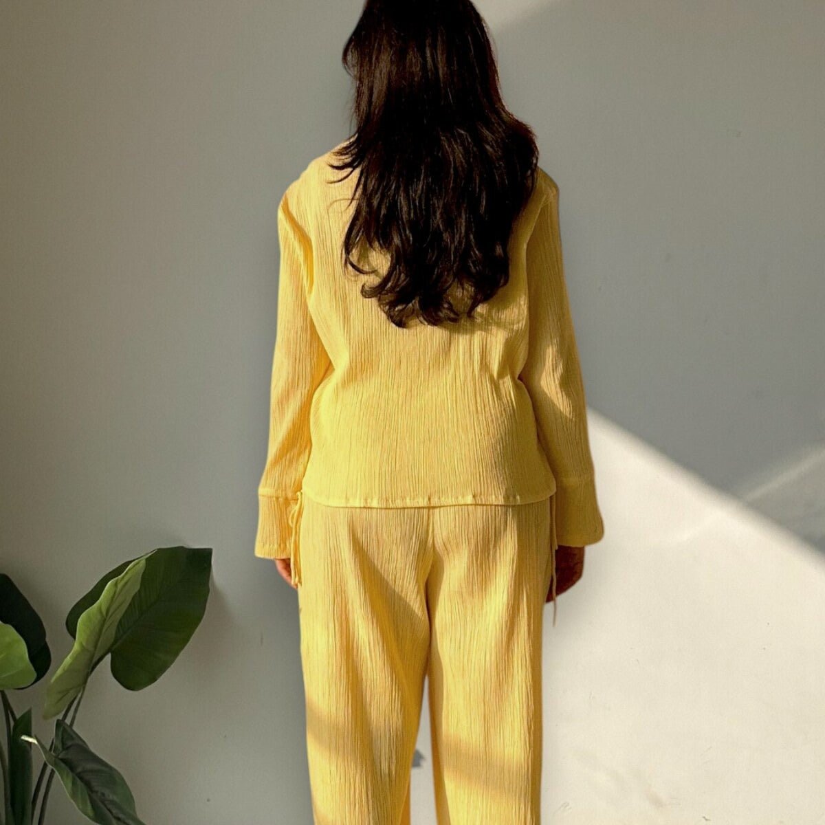 Rooh | Crinkled Cotton Co - ord Set | Yellow | Verified Sustainable by Brown Living™