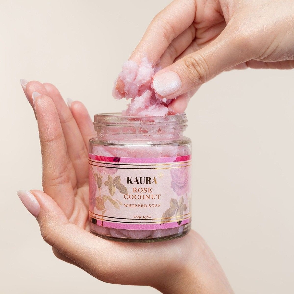 Rose Coconut Whipped Soap for Gentle Cleaning | 120g – Body Soap on Brown Living™. SKU: KI376. Img 2.