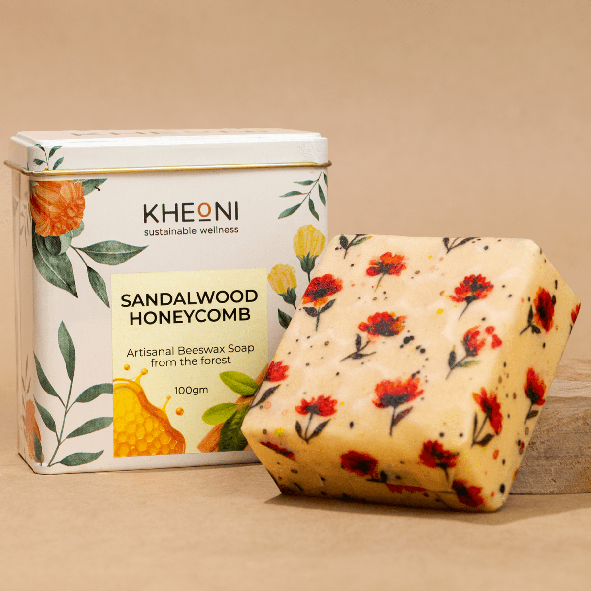 Sandalwood Honeycomb Beeswax Soap – Body Soap on Brown Living™. SKU: Kheoni_Soap_BL24. Img 1.