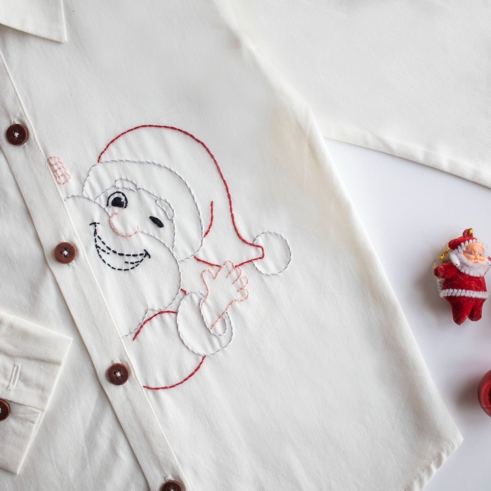 Santa Personalised Embroidered Formal Shirt | Verified Sustainable by Brown Living™