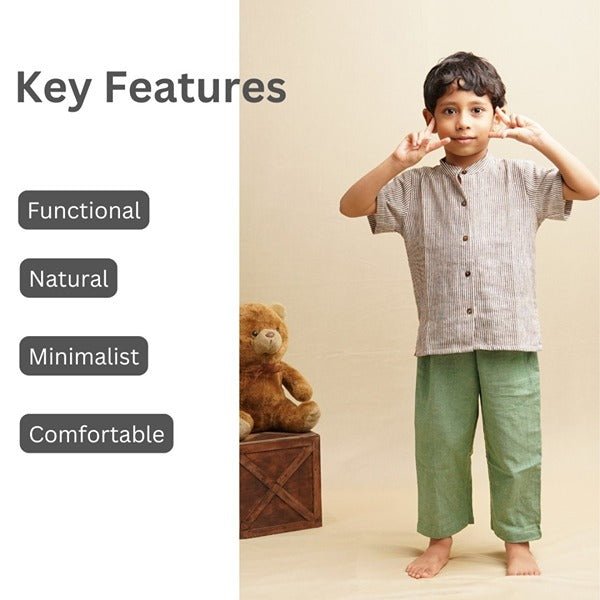 Sap Green Nature Wear Cotton Trousers – Kids Pants on Brown Living™. SKU: SCBT(SG) - 01. Img 6.