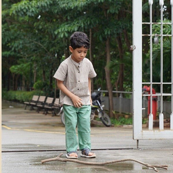 Sap Green Nature Wear Cotton Trousers – Kids Pants on Brown Living™. SKU: SCBT(SG) - 01. Img 2.