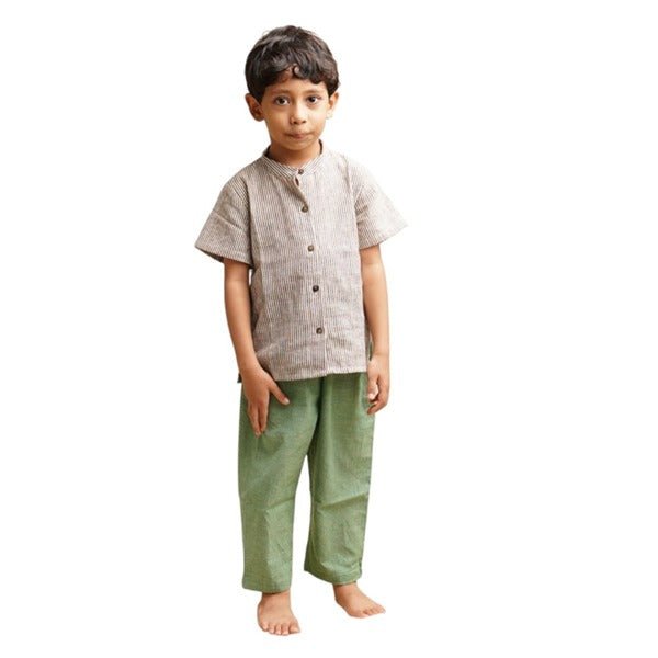 Sap Green Nature Wear Cotton Trousers – Kids Pants on Brown Living™. SKU: SCBT(SG) - 01. Img 4.