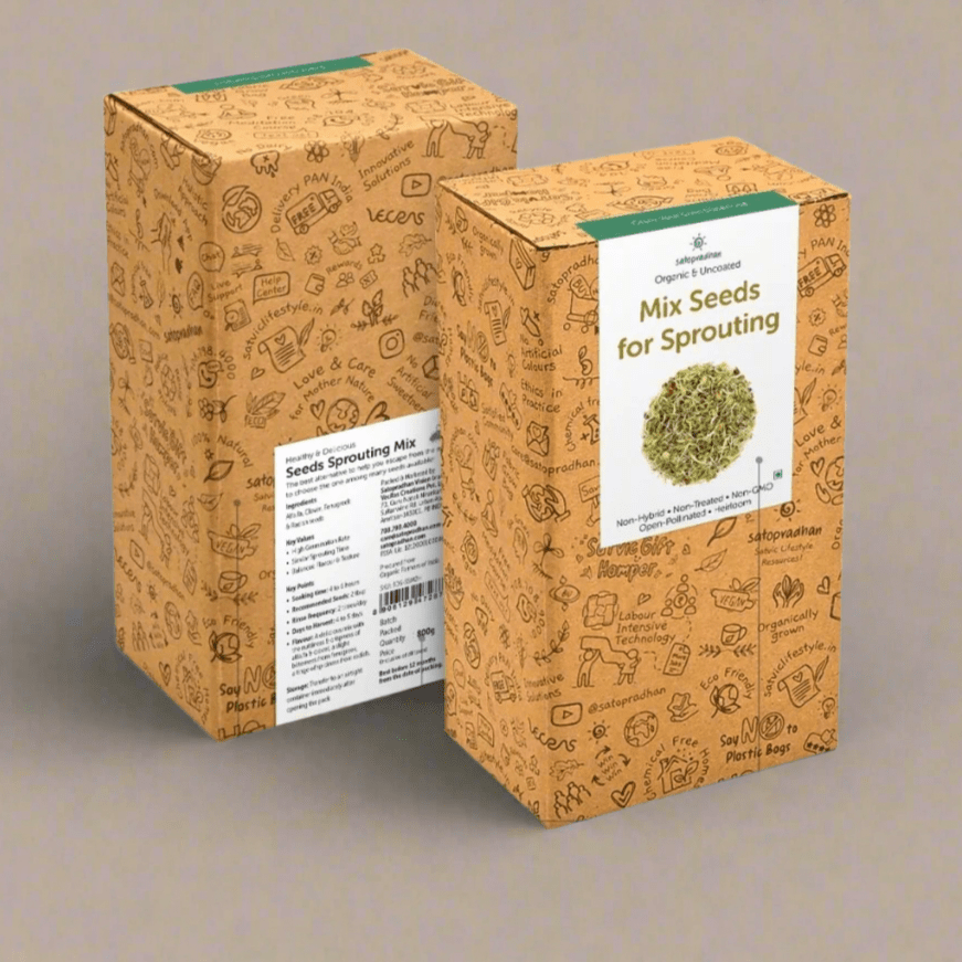 Satopradhan Mix Seeds for Sprouting - 200g – Dried Fruits, Nuts & Seeds on Brown Living™. SKU: 3DS - SSM2H. Img 1.