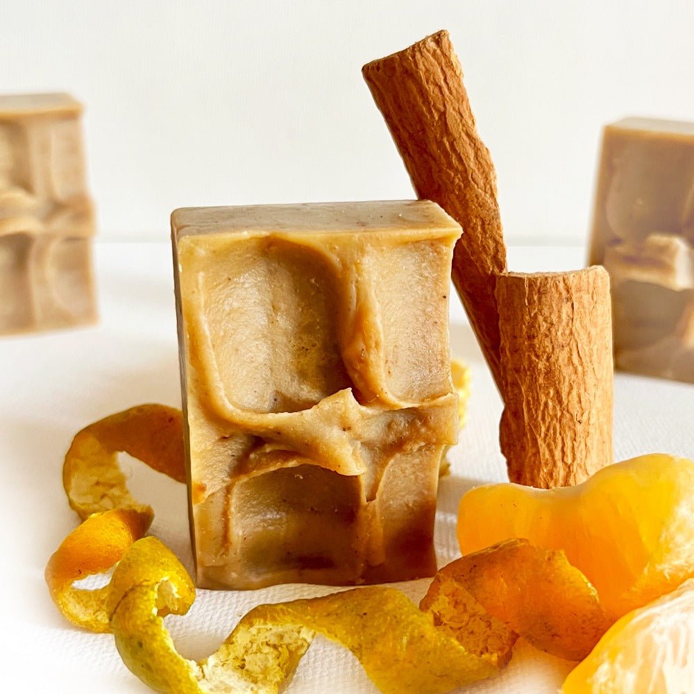 Sattvic Coconut Milk Cold Process Soap (Green Grams + Orange Peel + Cinnamon) | | Verified Sustainable by Brown Living™