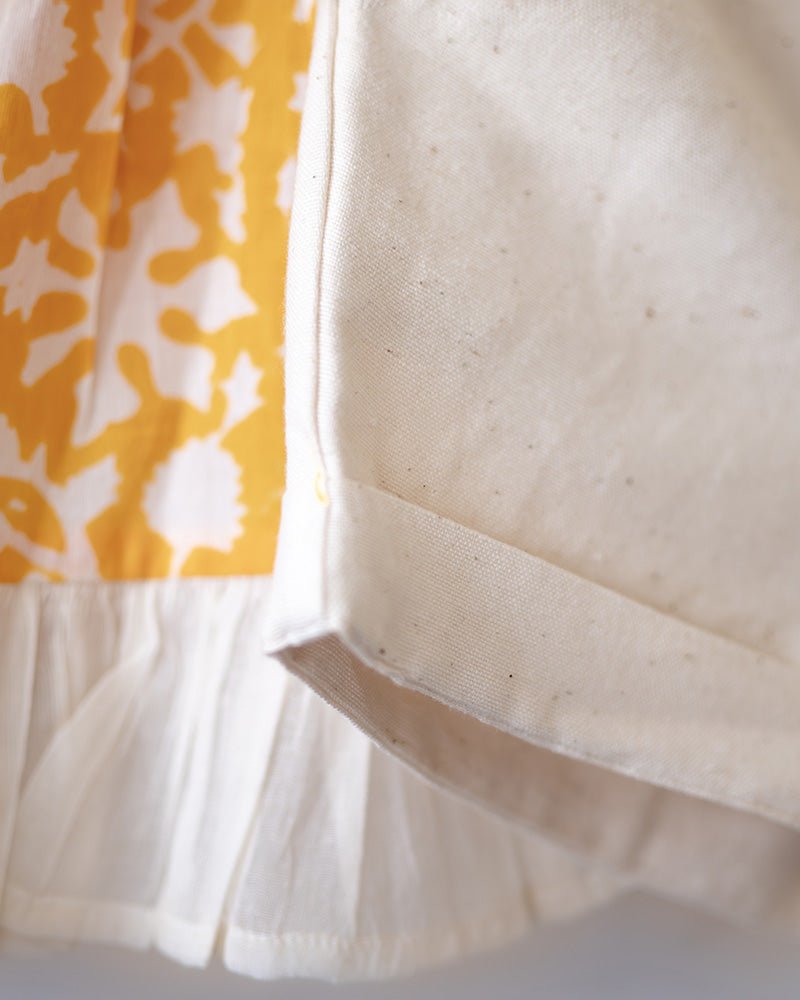 Scent Of Flowers - Yellow Floral Hand Block Cotton Girls Co - ord Set | Verified Sustainable by Brown Living™