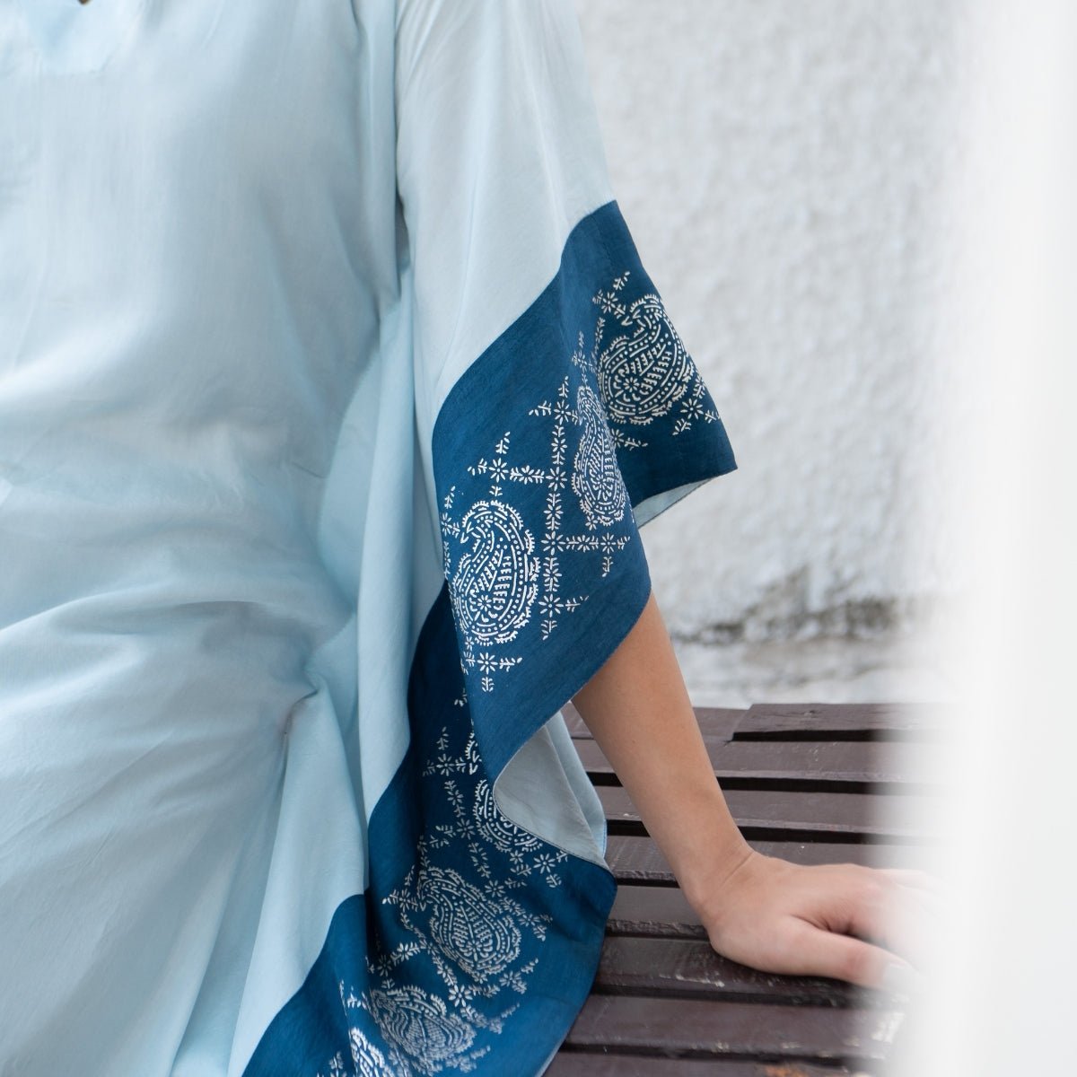 Sea breeze real silver Habutai silk kaftan | Verified Sustainable by Brown Living™