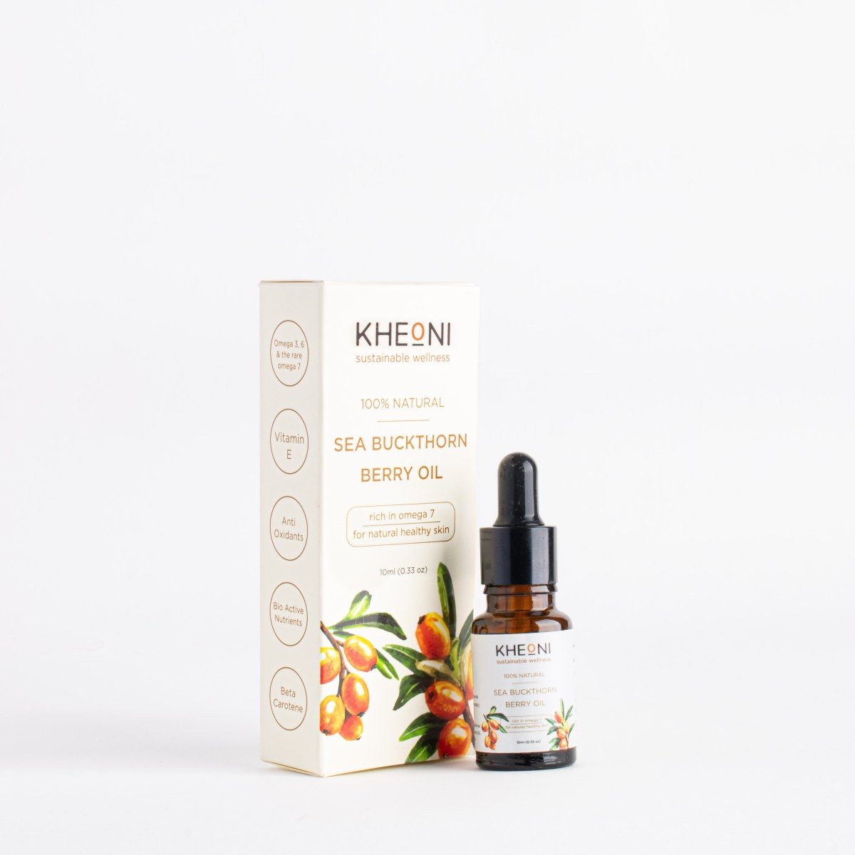 Seabuckthorn Berry Oil for Skin & Hair Care – Body Oil on Brown Living™. SKU: SFEOSB010L. Img 1.