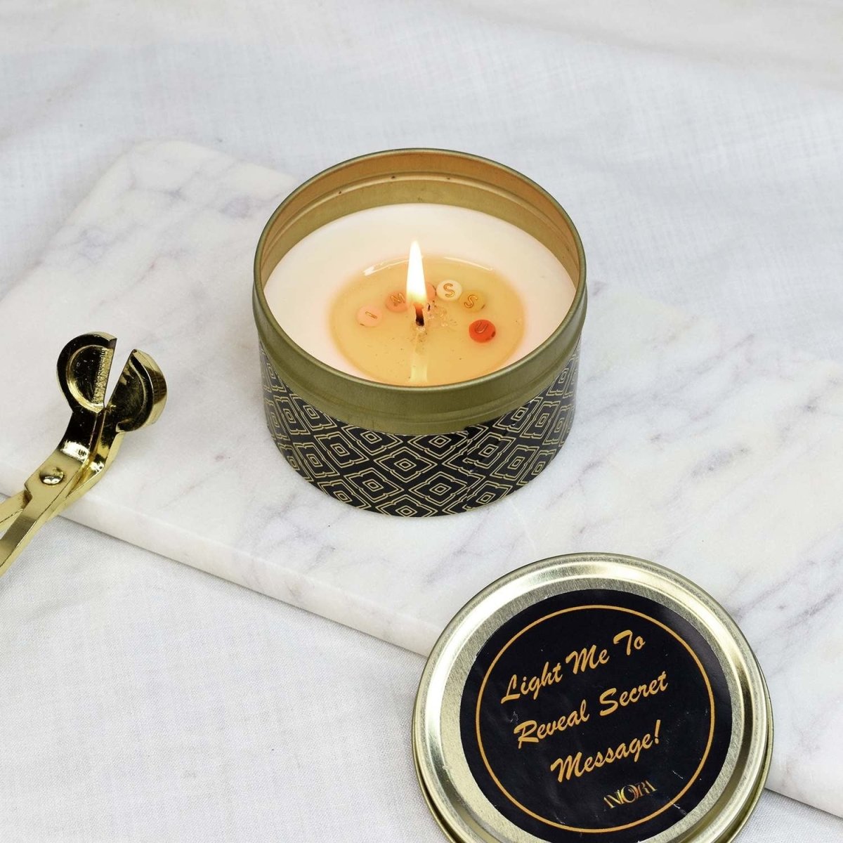 Secret Messege Scented Tin Candle – Candles & Fragrances on Brown Living™. SKU: ANCA053. Img 6.