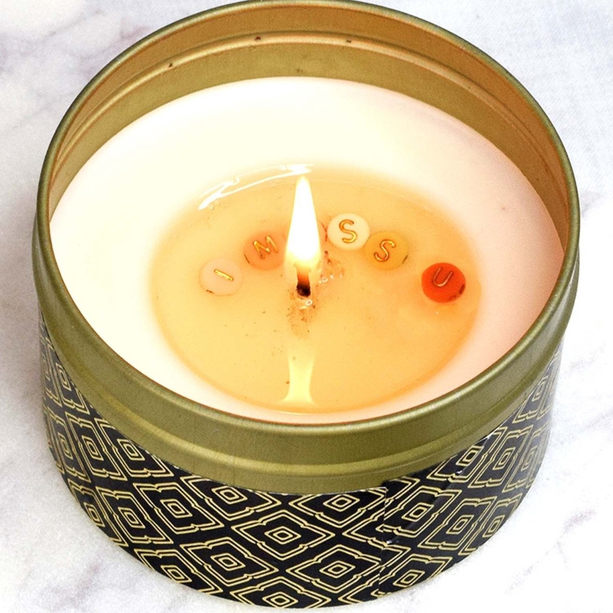 Secret Messege Scented Tin Candle – Candles & Fragrances on Brown Living™. SKU: ANCA053. Img 3.