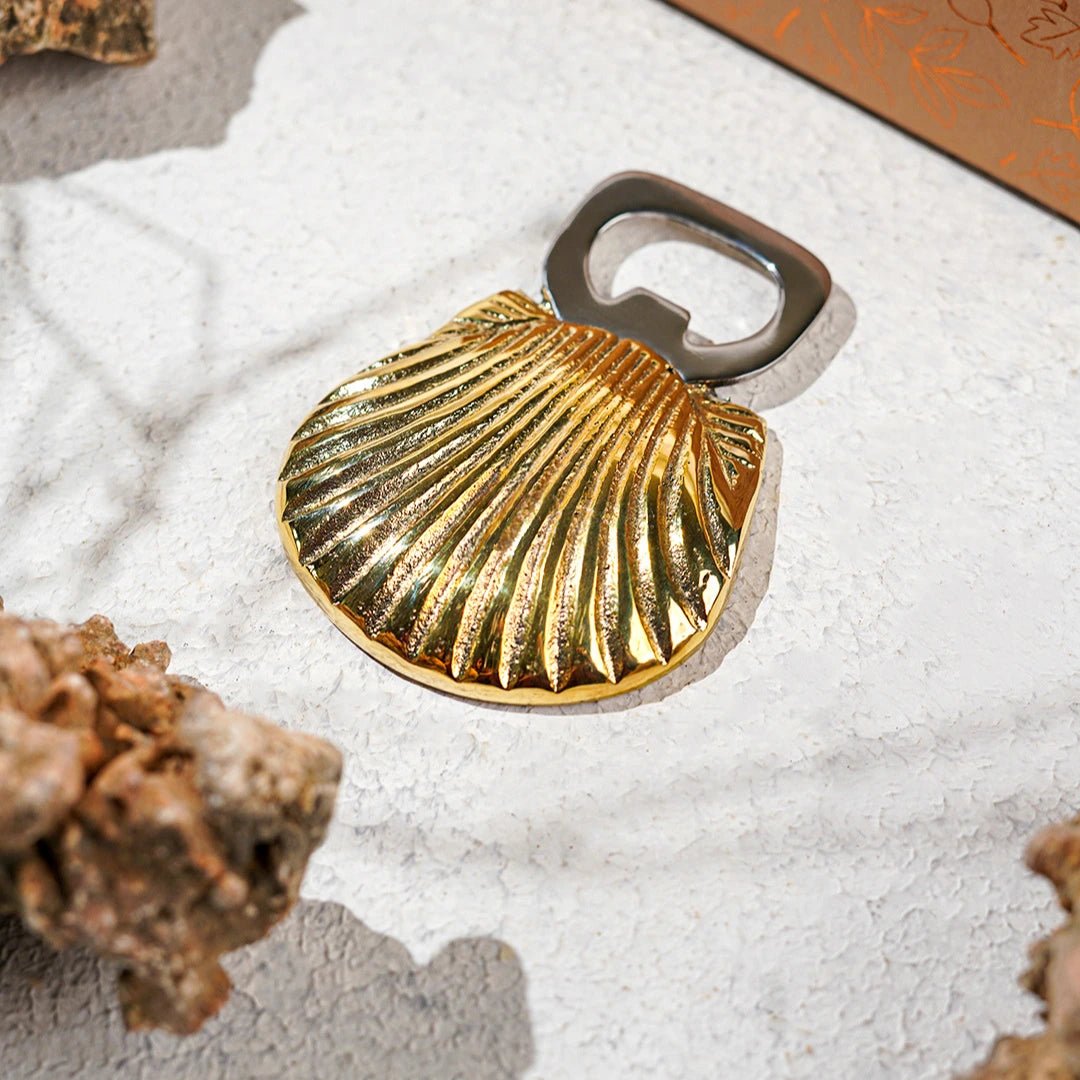 Seep (Shell) Brass Bottle Opener | Made In Solid Brass | Bar Accessories | Verified Sustainable by Brown Living™