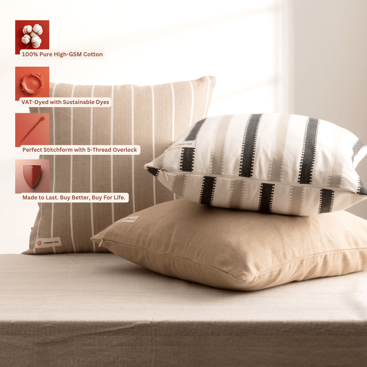 Serengeti Beige Cotton Cushion Cover | Verified Sustainable by Brown Living™