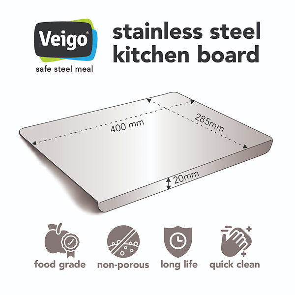 Stainless Steel Kitchen Board | Verified Sustainable by Brown Living™