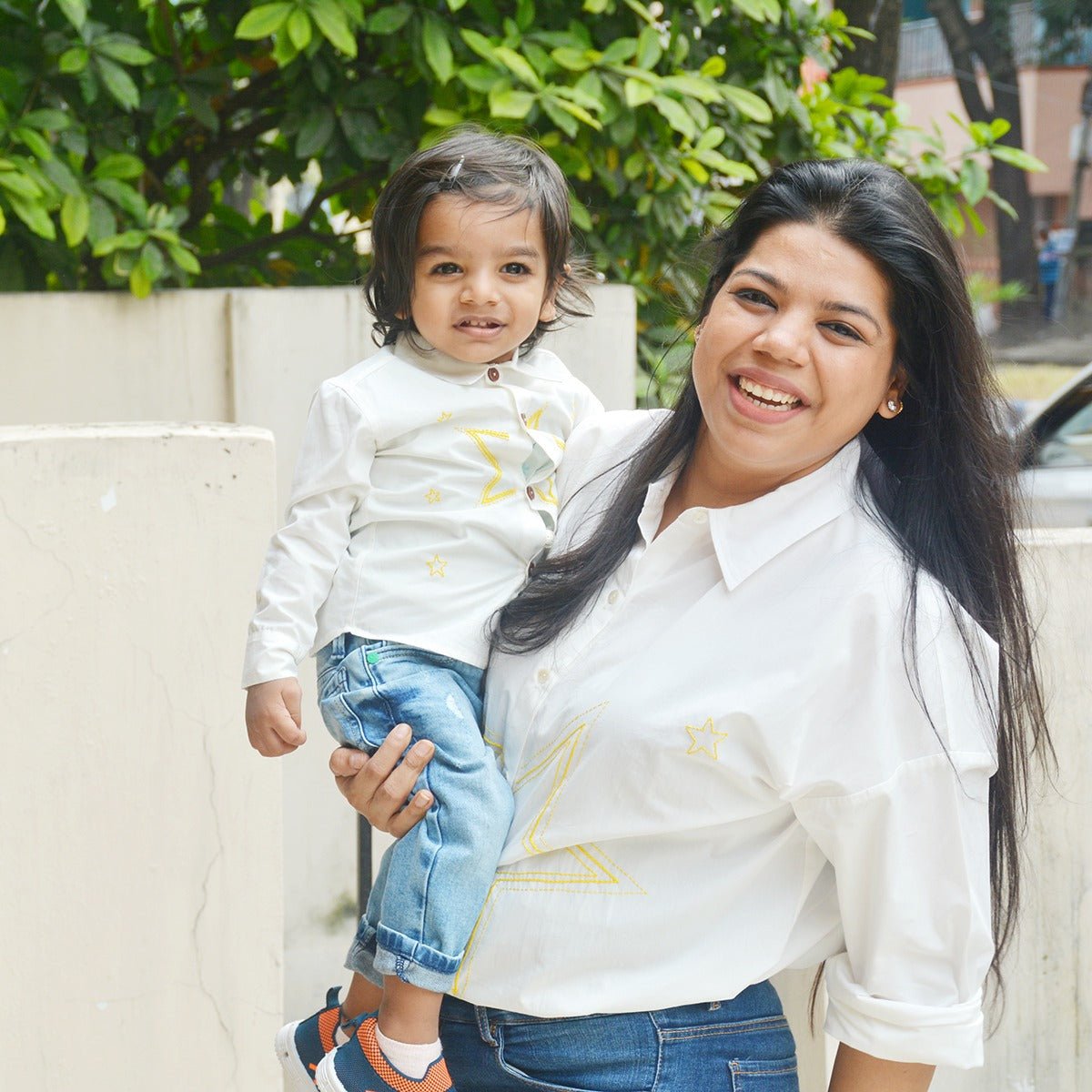 Stars Party Embroidered Shirt for Women - White – Womens Shirt on Brown Living™. SKU: NANWS001EMB026 - S. Img 4.