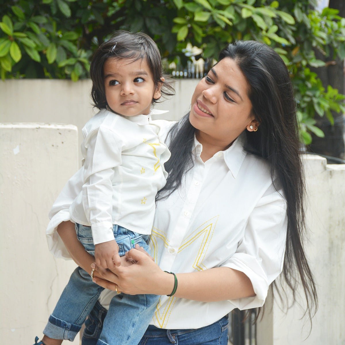 Stars Party Embroidered Shirt for Women - White – Womens Shirt on Brown Living™. SKU: NANWS001EMB026 - S. Img 5.