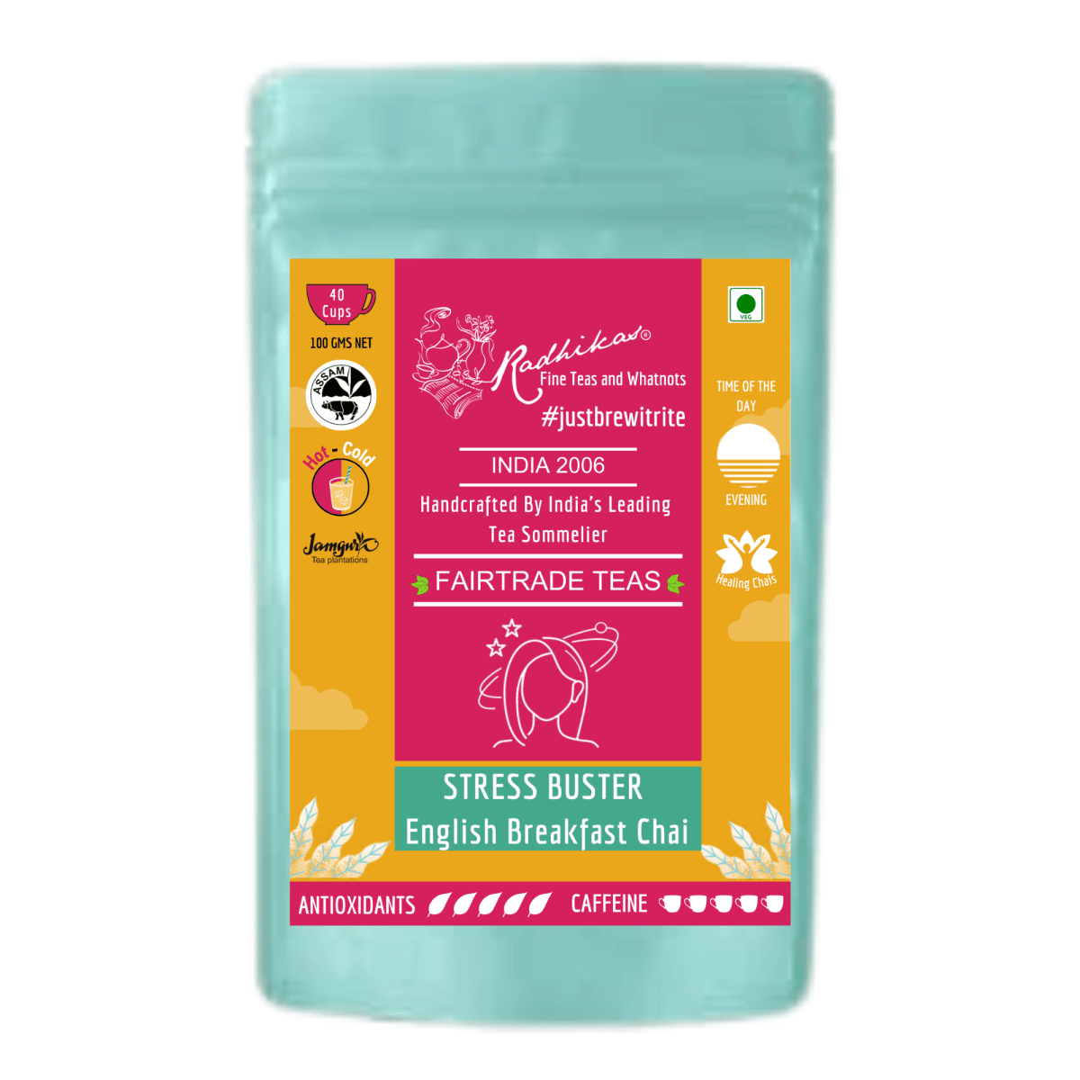 Stress Buster English Breakfast Chai for Mood Upliftment and Energy – Tea by Radhikas Fine Teas and Whatnots available on Brown Living™. 100 g . SKU: 224 - 08787 - 8903555800717. Img 5.