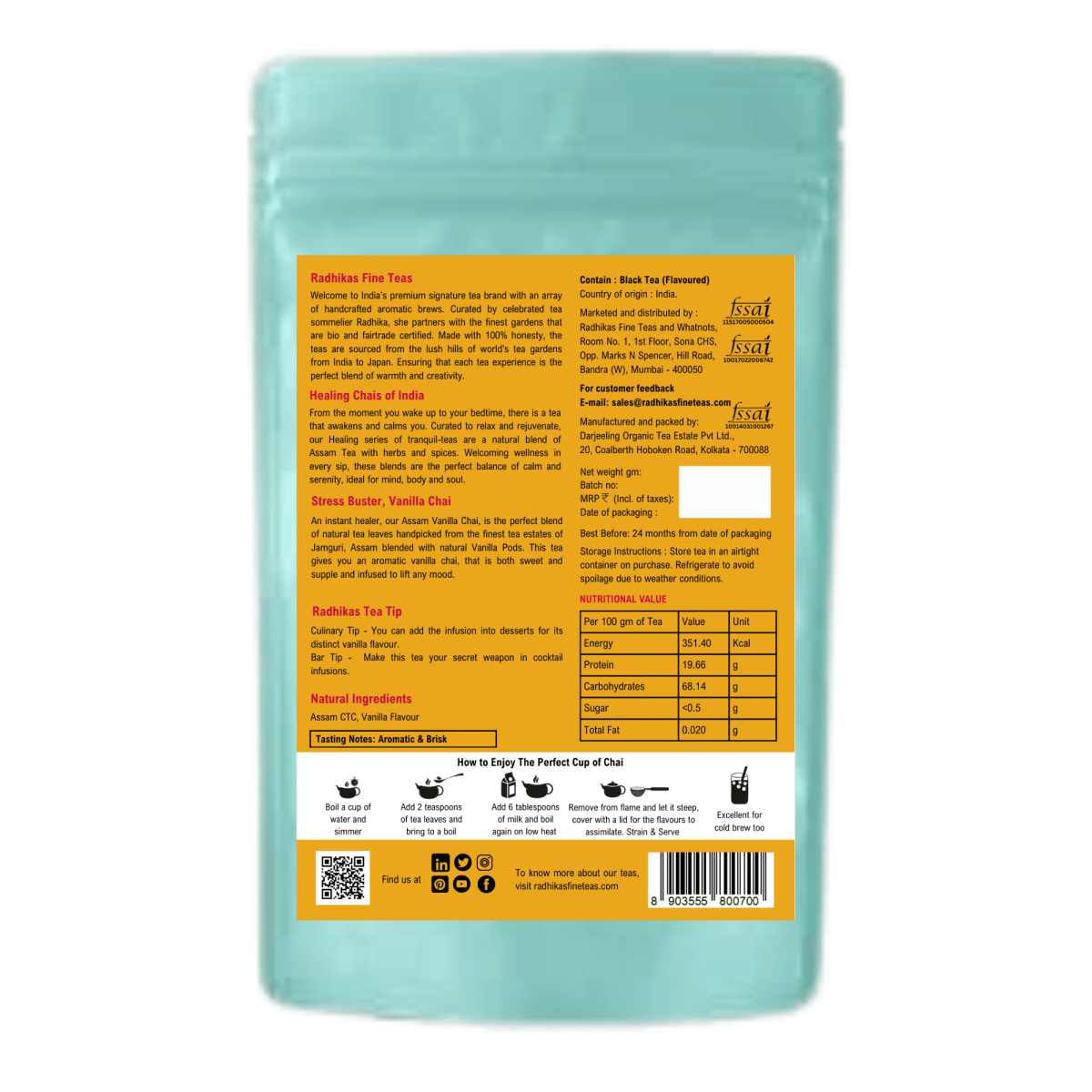 Stress Buster Vanilla Chai - How Vanilla Chai Can Help You Relax and Unwind – Tea by Radhikas Fine Teas and Whatnots available on Brown Living™. 100 g . SKU: 89035600000001. Img 6.