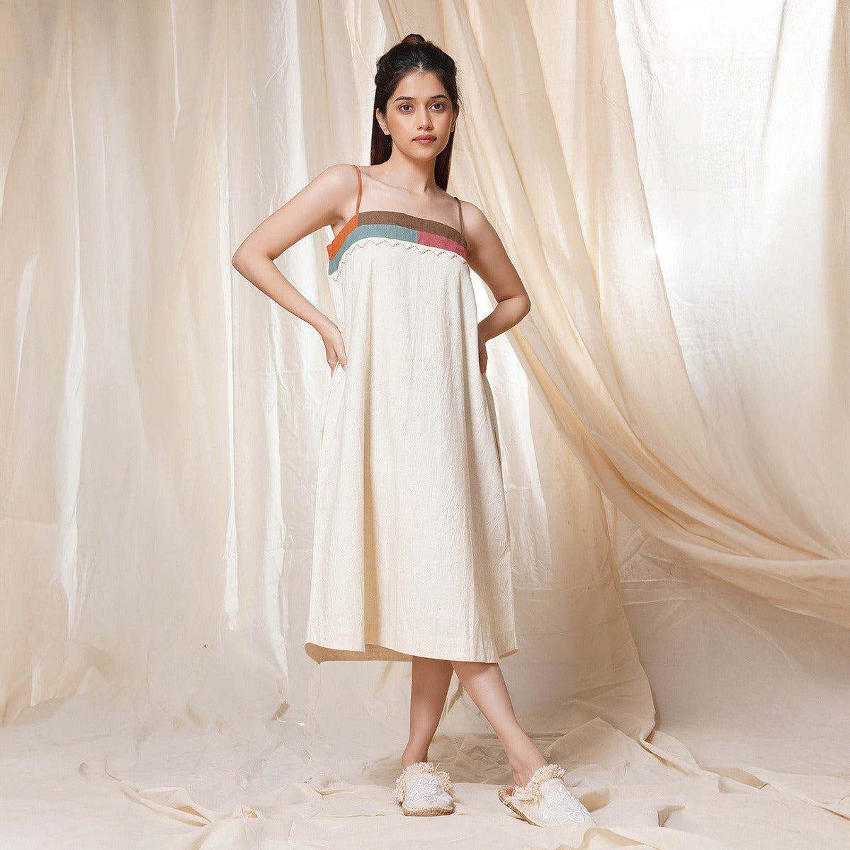 Striped Legacy - Spaghetti Styled Slow Fashion Applique Dress | Verified Sustainable by Brown Living™