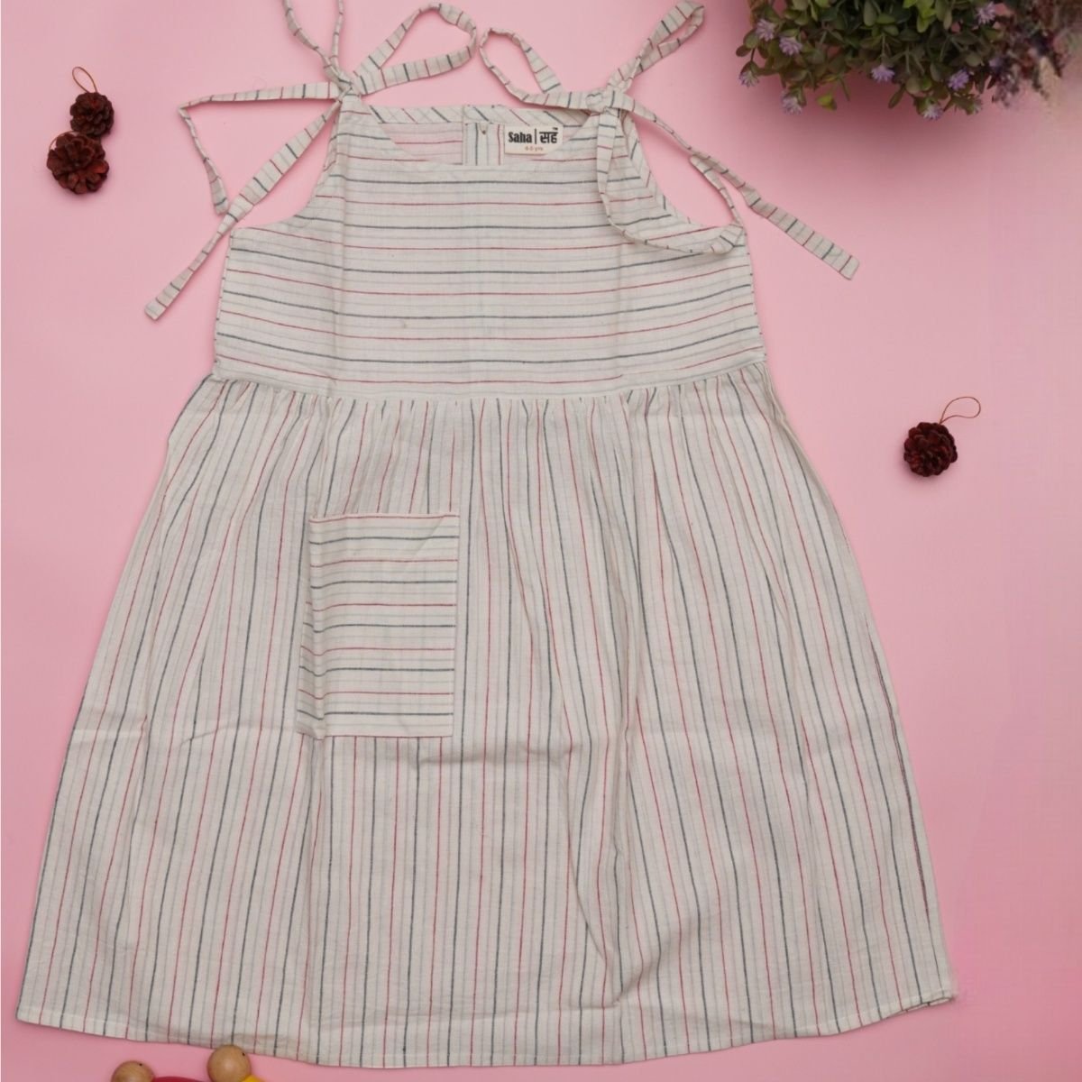 Striped Sleeveless Girls Frock with Adjustable Strap – Kids Frocks & Dresses on Brown Living™. SKU: SCGSFD1. Img 8.