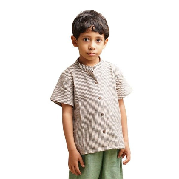 Stripes Khadi Shirt - Boys – Kids Shirts by Saha available on Brown Living™. 1 - 2 years . SKU: SCBBS - 01. Img 3.
