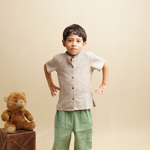 Stripes Khadi Shirt - Boys – Kids Shirts by Saha available on Brown Living™. 1 - 2 years . SKU: SCBBS - 01. Img 6.