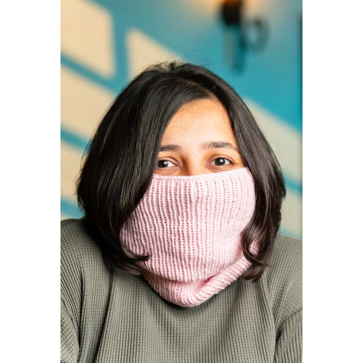 Stylish Merino Wool Balaclava with a Twist – Womens Hat by Naram available on Brown Living™. Pink . SKU: BTP - 04. Img 11.