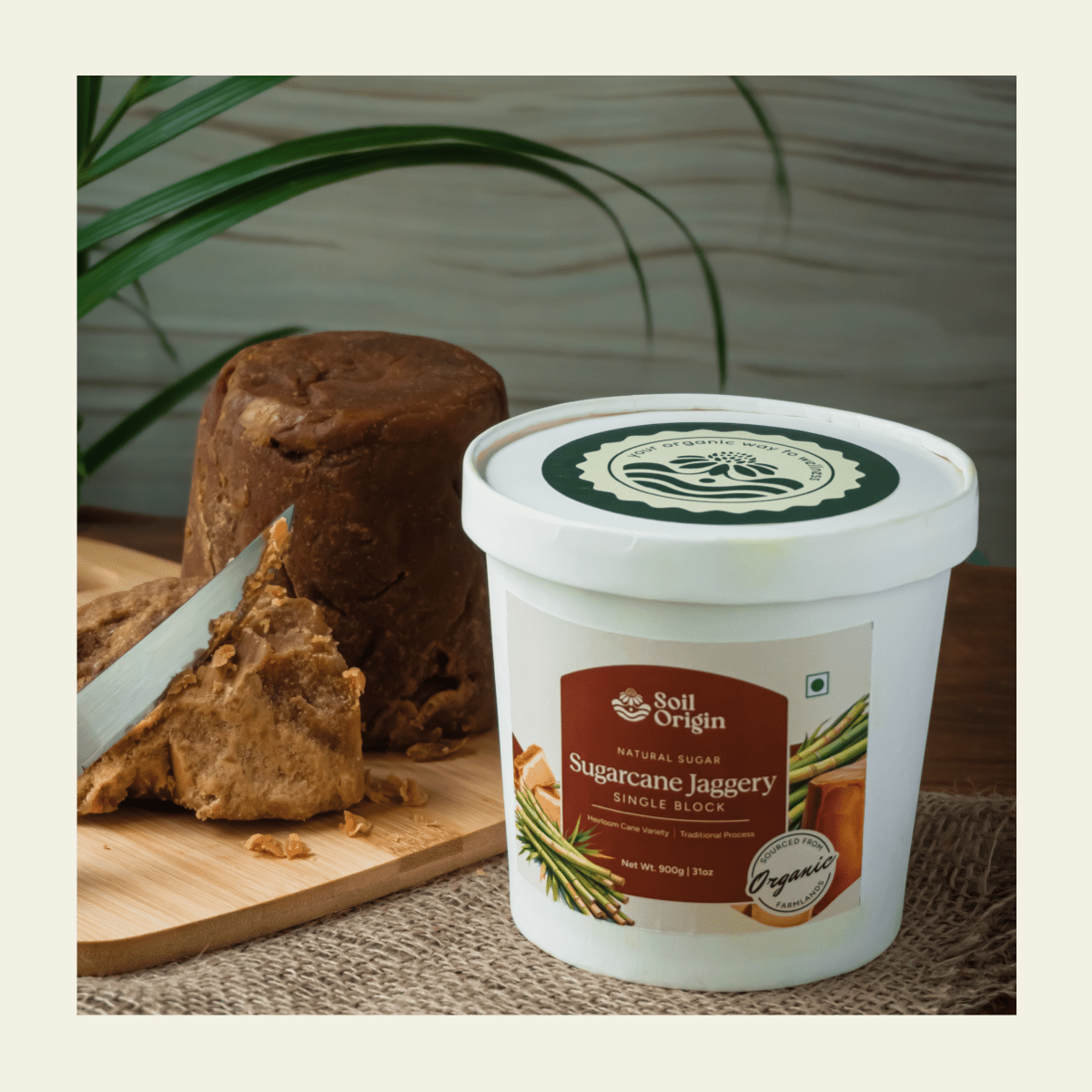 Sugarcane Jaggery Block | Nutrient - Rich | 900g | Verified Sustainable by Brown Living™