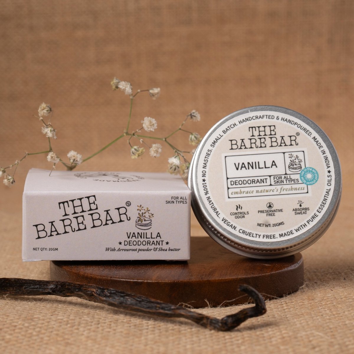 Sweet Vanilla Deodorant for Gentle All - Day Protection – Deodorant by The Bare Bar available on Brown Living™. 20gm . SKU: 8904448007640. Img 5.