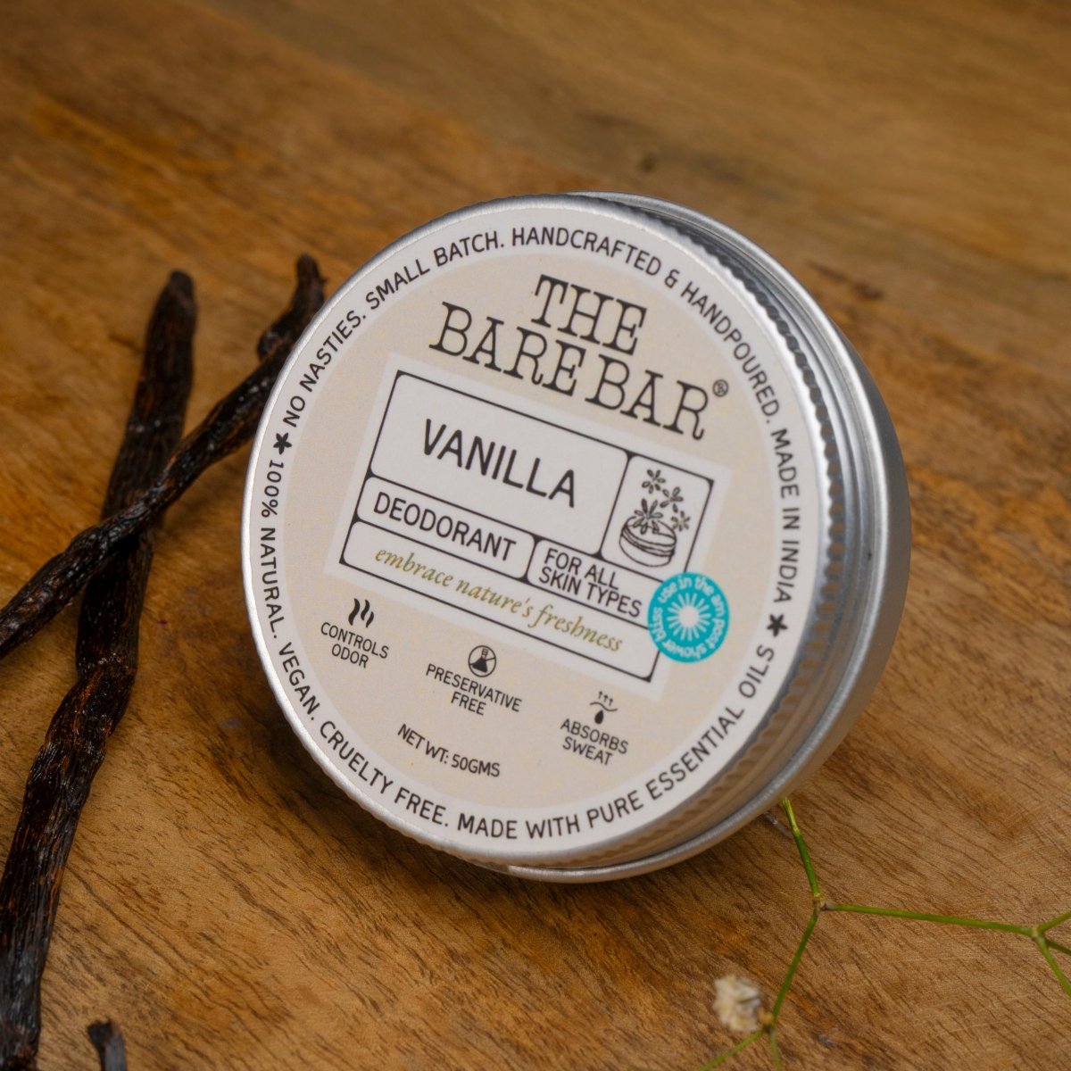 Sweet Vanilla Deodorant for Gentle All - Day Protection – Deodorant by The Bare Bar available on Brown Living™. 50gm . SKU: 8904448007657. Img 8.