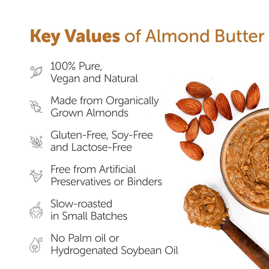 Sweetened Almond Butter 200g - Organic & Crunchy – Jams & Spreads on Brown Living™. SKU: 1DS_ABCS - 2H. Img 2.