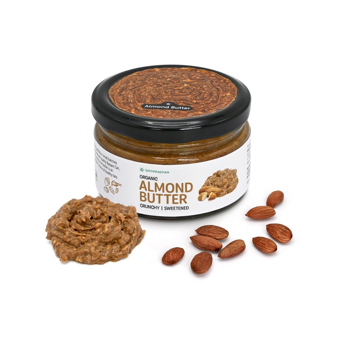 Sweetened Almond Butter 200g - Organic & Crunchy – Jams & Spreads on Brown Living™. SKU: 1DS_ABCS - 2H. Img 1.