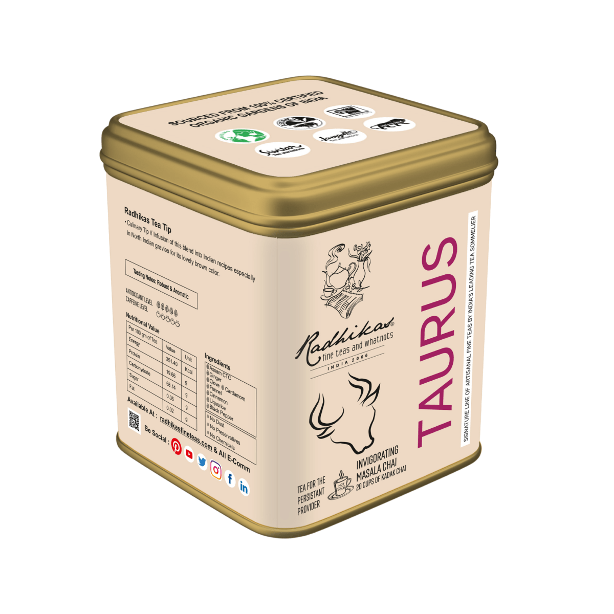 Taurus Invigorating Masala Chai - A special blend that celebrates the Persistant Provider, Zodiac Tea Collection, Gifting – Tea by Radhikas Fine Teas and Whatnots available on Brown Living™. . SKU: TIMC8903560000000. Img 5.