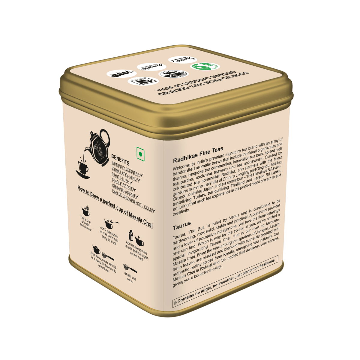 Taurus Invigorating Masala Chai - A special blend that celebrates the Persistant Provider, Zodiac Tea Collection, Gifting – Tea by Radhikas Fine Teas and Whatnots available on Brown Living™. . SKU: TIMC8903560000000. Img 6.