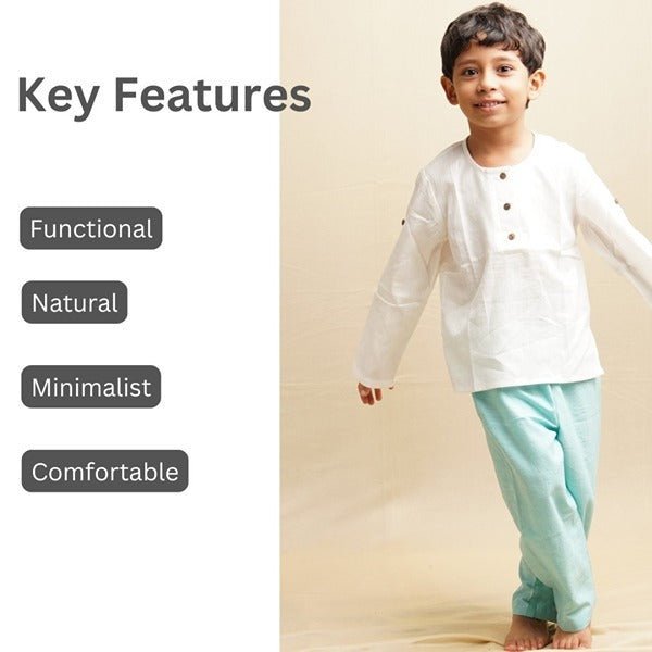 Teal Blue Nature Wear Cotton Trousers – Kids Pants by Saha available on Brown Living™. 1 - 2 years . SKU: SCBT(TB) - 01. Img 10.