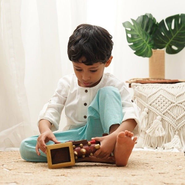 Teal Blue Nature Wear Cotton Trousers – Kids Pants by Saha available on Brown Living™. 1 - 2 years . SKU: SCBT(TB) - 01. Img 26.