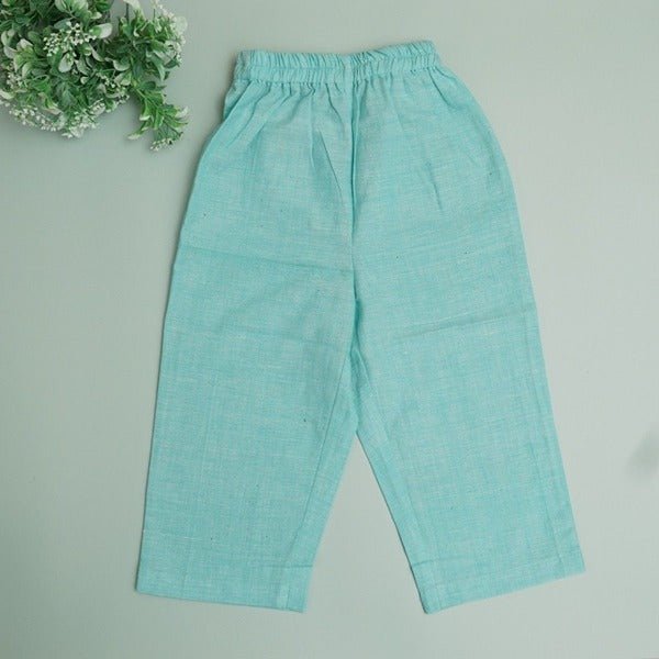 Teal Blue Nature Wear Cotton Trousers | Verified Sustainable by Brown Living™