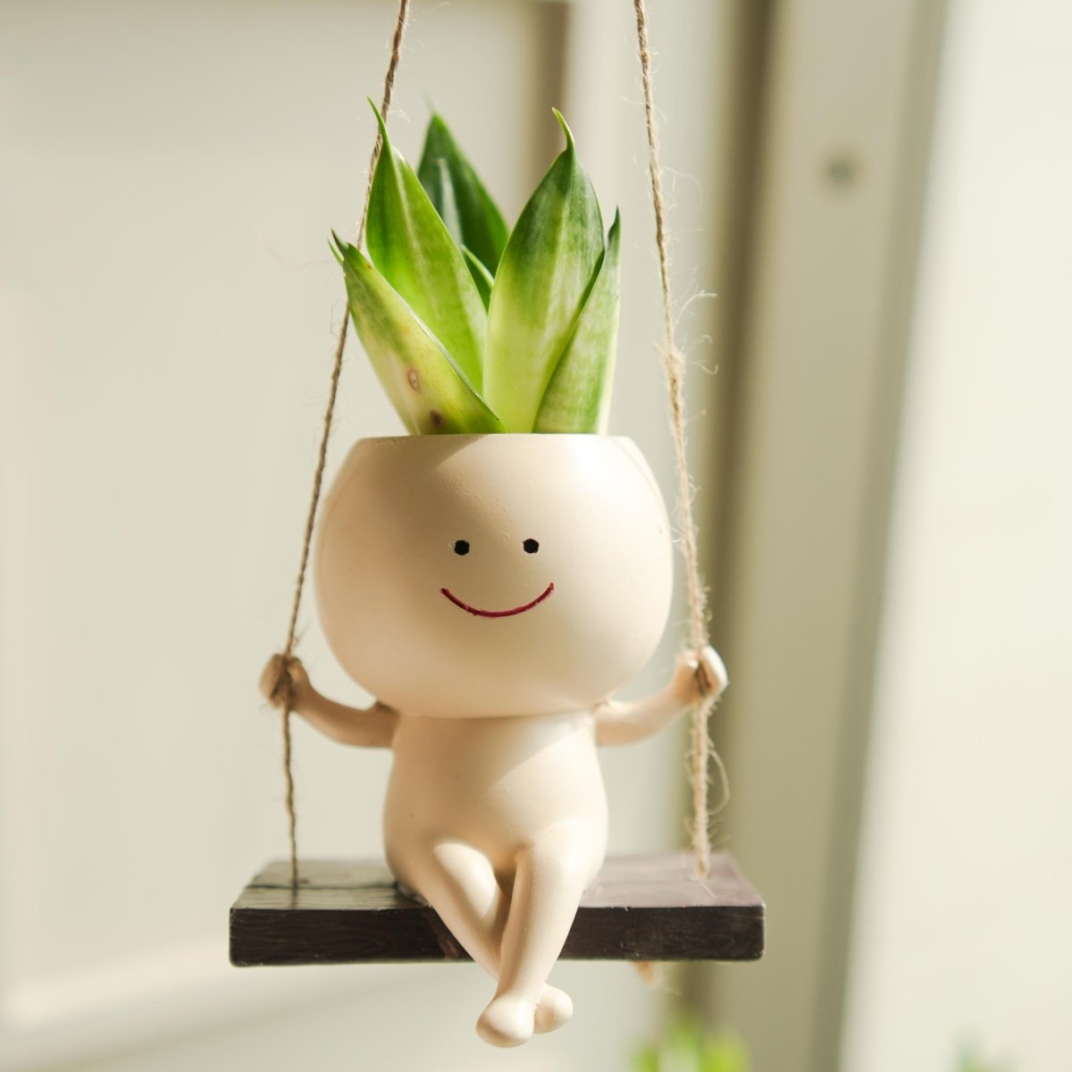 The Happy Hang - Modern Wall Planter for Green Living ā Ceramic Planter on Brown Livingā¢. SKU: v - 328. Img 2.