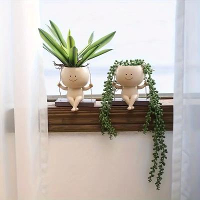 The Happy Hang - Modern Wall Planter for Green Living ā Ceramic Planter on Brown Livingā¢. SKU: v - 328. Img 4.
