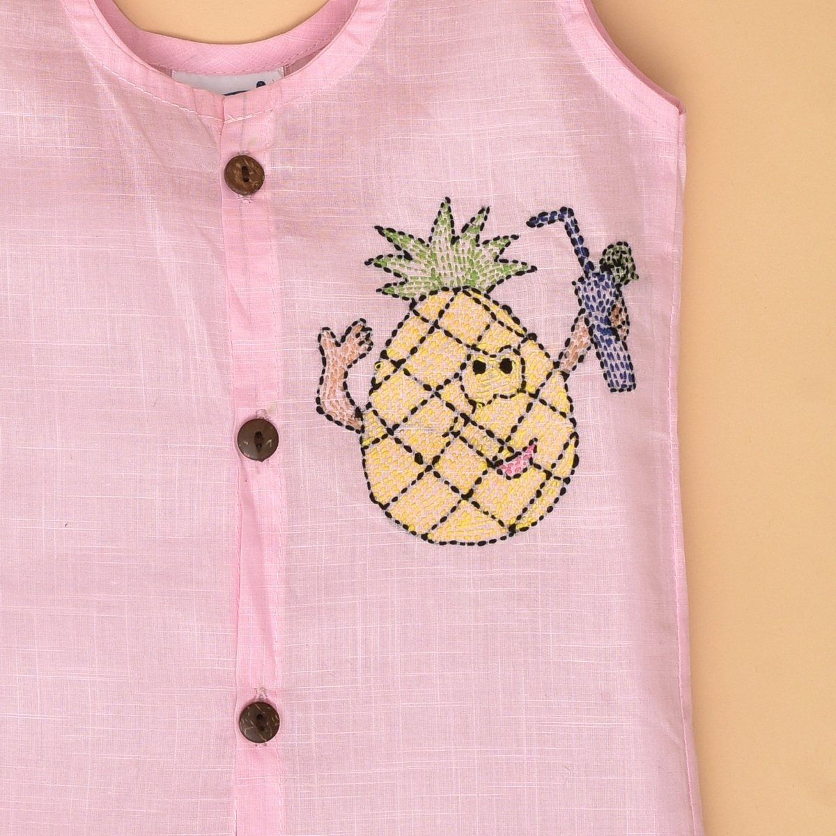 Tropical Night Trio Jabla (Moon, Pineapple and Owl Design) - Pure Cotton Hand Embroidered Baby Jabla Set of 3 | Verified Sustainable by Brown Living™