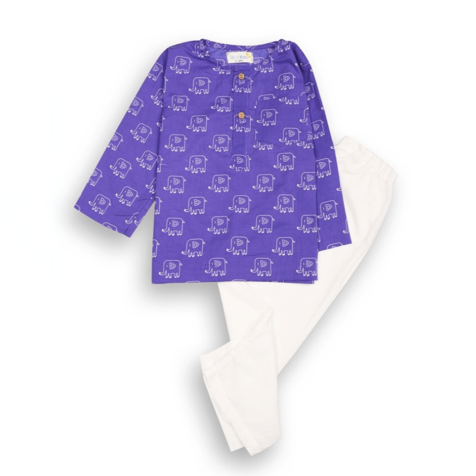 100% Cotton Trunk Tales Kids Kurta & Pants Set – Kids Nightwear on Brown Living™. SKU: TTS23H1. Img 2.