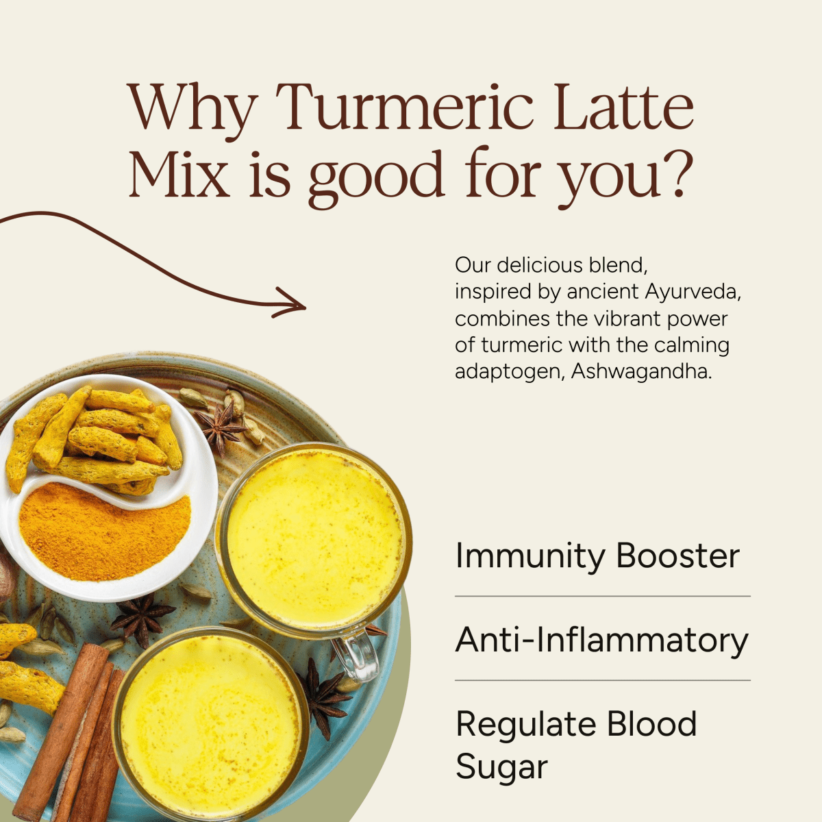 Turmeric Latte Mix | With Ashwagandha | Antioxidants | 100g | Verified Sustainable by Brown Living™