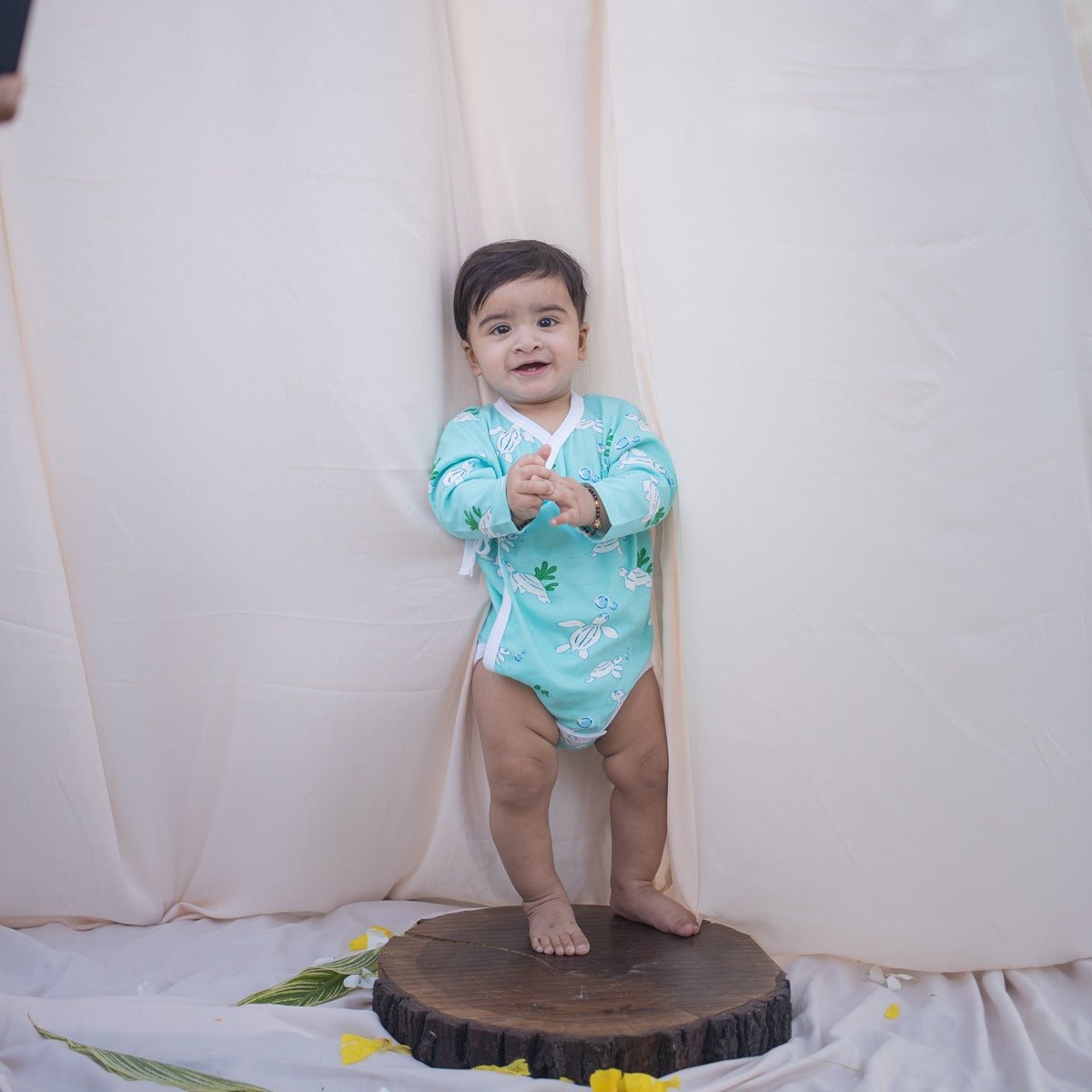 Turtles Organic Baby Kimono Onesie – Soft Cotton Newborn Romper