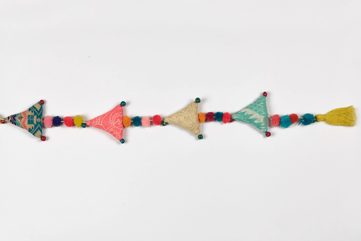 Upcycled Boho Triangles Festive Decoration String | Verified Sustainable by Brown Living™