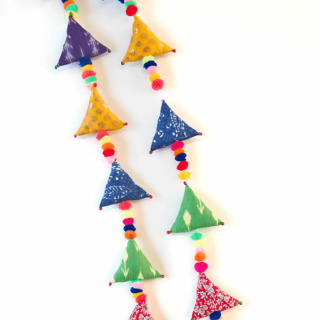 Upcycled Boho Triangles Festive Decoration String | Verified Sustainable by Brown Living™
