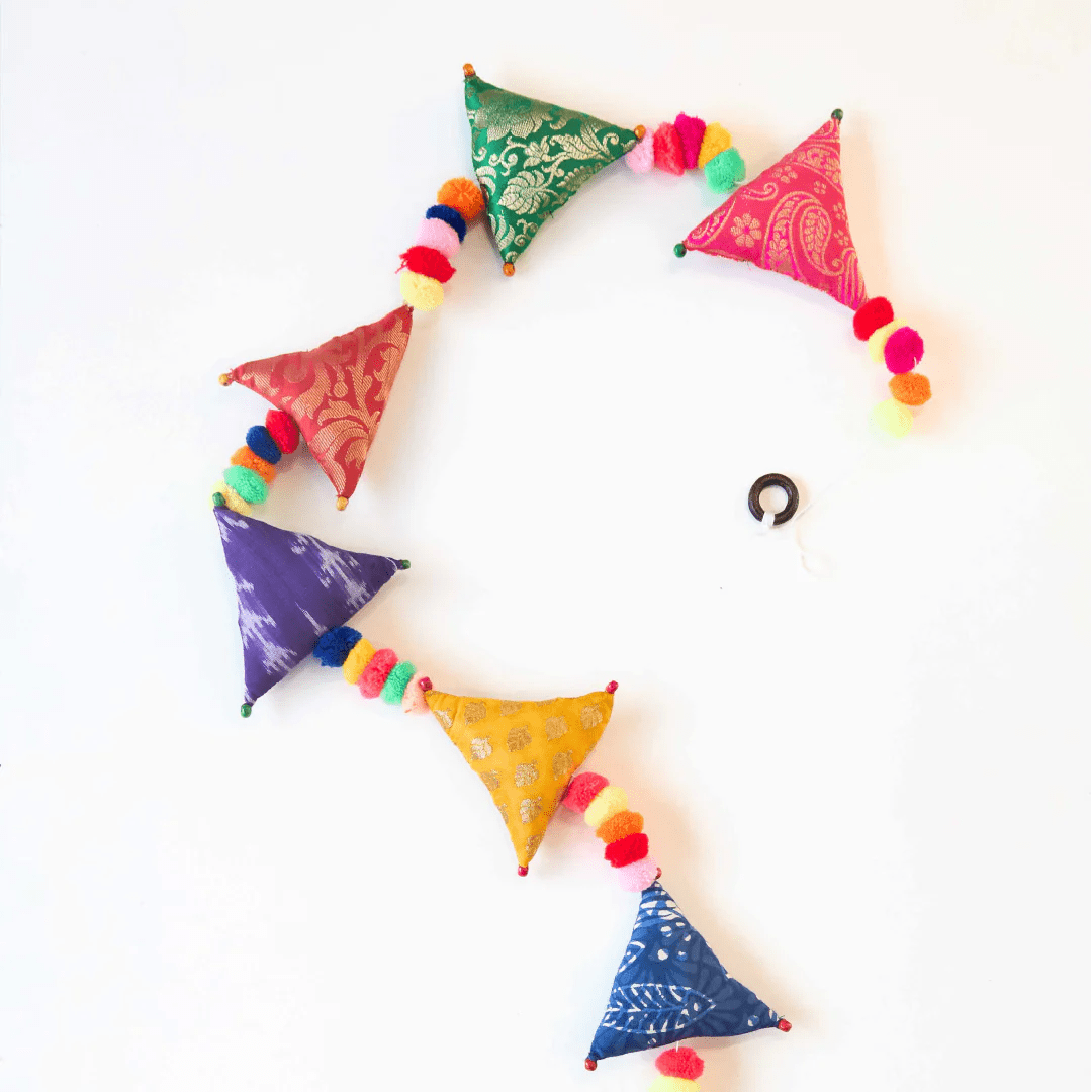 Upcycled Boho Triangles Festive Decoration String | Verified Sustainable by Brown Living™