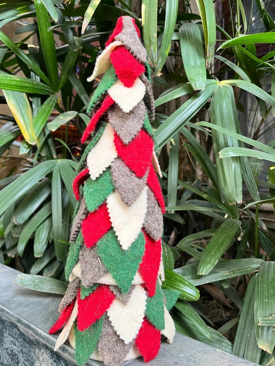 Upcycled Felt 3d Christmas Tree - 15 Inches – Decor & Artefacts on Brown Living™. SKU: SNXT01. Img 2.